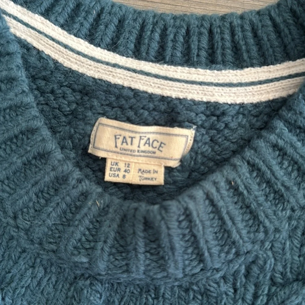 Fat Face Crew Neck Sweater Teal Blue Size 8 - Picture 3 of 6